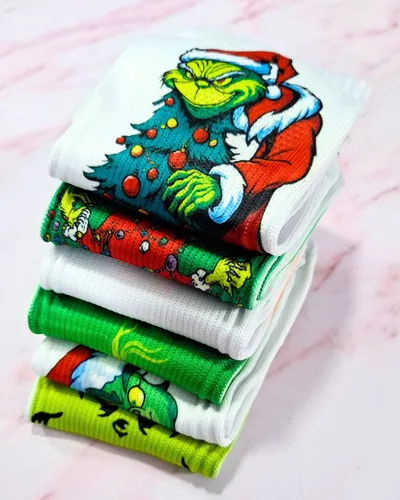 12 Pares Medias Tobilleras Navidad Grich 2024 Sublimadas