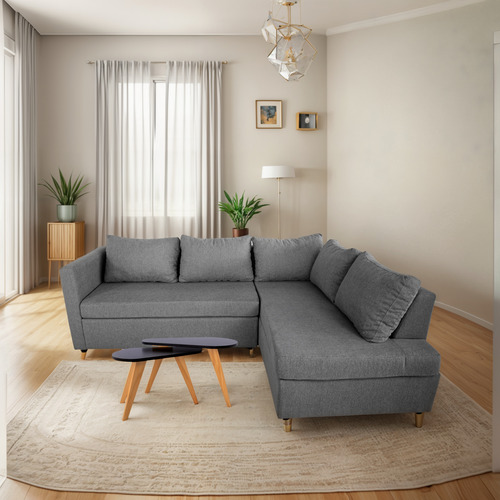 Sillon Esquinero En L Camastro Lino + Mesa Ratona Combo Catalogo En Las Fotos