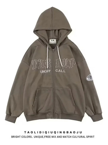 Sudadera Casual Con Capucha Y Cremallera Con Estampado De Le