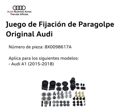 Juego De Fijación De Paragolpe Audi A1 2015 Al 2018