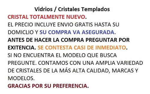 Vidrio Versa Delantero Derecho Modelos 2012 Al 2019 -36%off