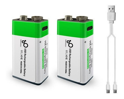 Imagem 1 de 7 de Tipo-c Porta Recarregável 9v Bateria De Lítio 650mah Alta