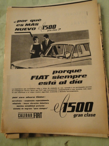 Publicidad Fiat 1500 Gran Clase Año 1965 Hoja Sola
