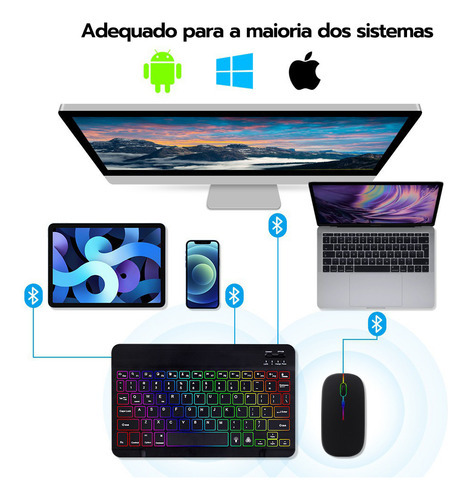 Teclado Table Bluetooth Sem Fio Par iPad Ios Android Windows