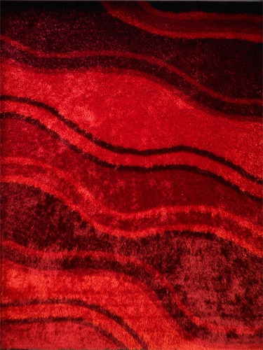 Tapete Decorativo Shaggy Expo Design 160x225cm Diseño de la tela Ondas rojo