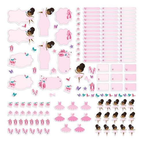 Imagem 4 de 4 de Etiquetas Escolares Personalizadas Bailarina Negra 160un