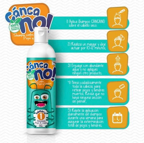 Cancano Shampoo Anti Piojos Liendres Kit 3 Pzas De 250ml Sh