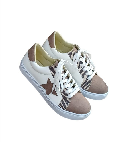 Zapatillas Cuero Y Eco Moda Mujer Forradas Jersey Estrella