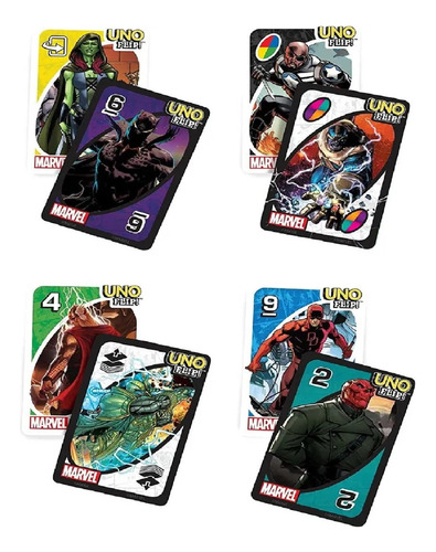 Juego De Cartas Uno Flip Marvel Edicion