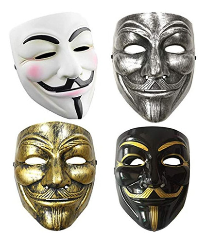 Ayaoch 4packs V Para Vendetta Guy Mask Disfraz De Halloween 