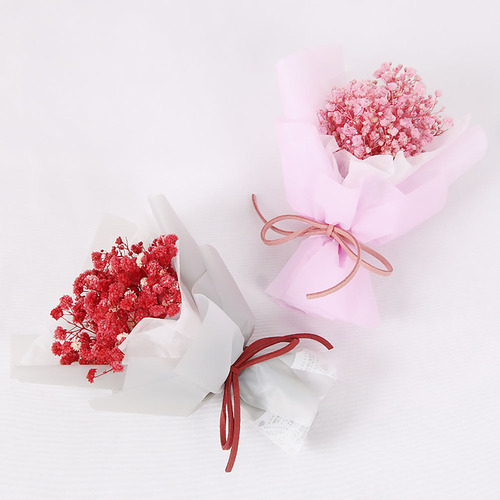 . Buquê De Flores Secas De Gipsófila Decorativa Rosa E Azul