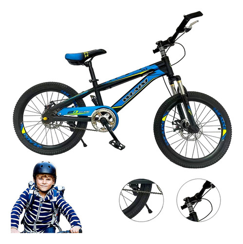 Bicicleta Infantil Deportiva Niños R-20 Acero Pie De Apoyo Color Azul Tamaño del cuadro 20