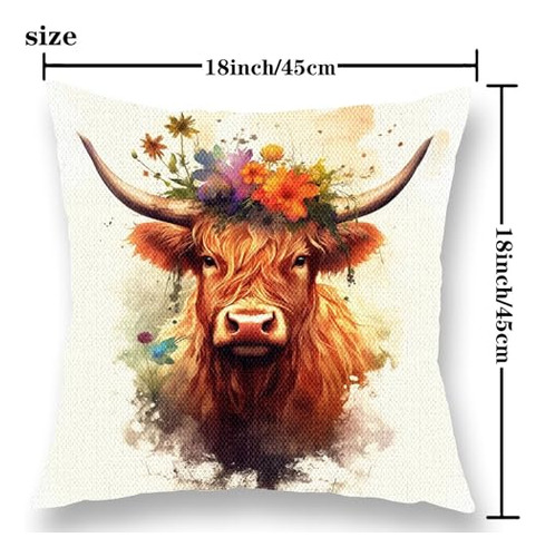 Fundas De Almohada Cuadradas De Lino Con Diseño Vaca
