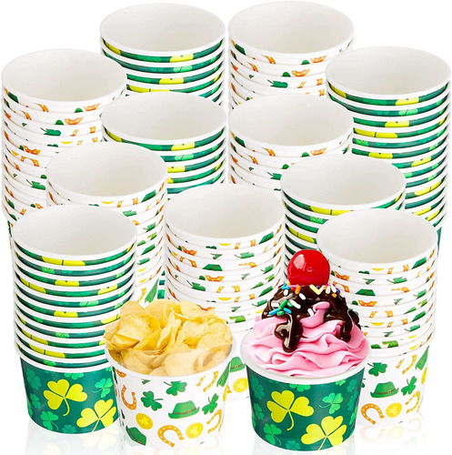 Zopeal 80 Pcs 9 Oz Paper Ice Cream Cups St Patrick's Day ...