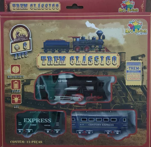 Trem Infantil de Brinquedo Locomotiva Expressa Com Trilhos Art Brink - Vou  Comprar