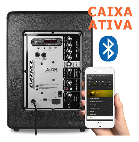 Caixa De Som Ativa Datrel Falante 8 150w Usb Bluetooth