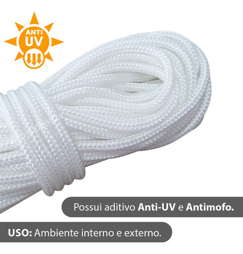 Corda De Varal De Teto Resistente Antimofo 20 Metros - 4mm