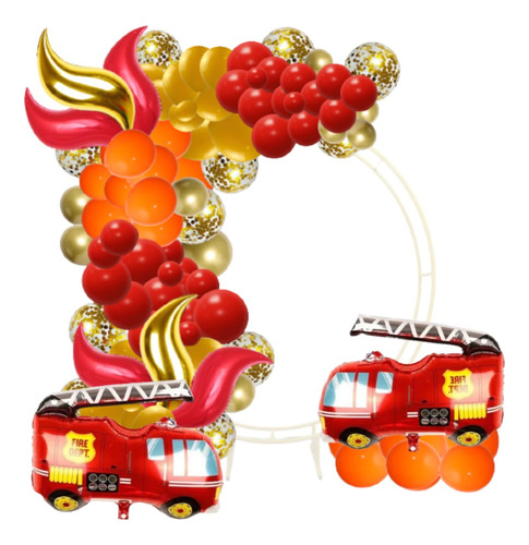 Kit De Arco Globos Decorativos Bombero 130 Pzas