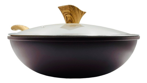 Wok Antiadherente C/tapa 30 Cm. Cocina Saludable Y Salteados