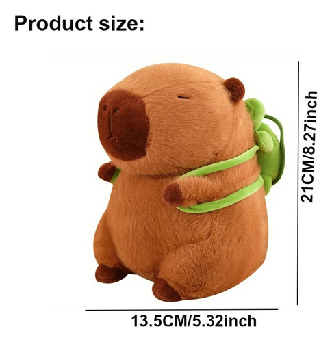 Peluche Capibara Mediano Con Mochila Tortuga Marrón