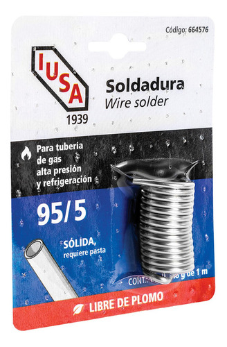 Soldadura, Wire Solder, 95/5, Iusa