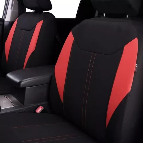 Forro De Asiento Universal Negro Con Rojo Scorpions En Tela