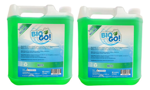 2 Detergentes Liquidos Bio Go Matic 5 Lt Pack 1