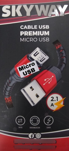 Cable Micro Usb Datos Mallado Reforzado Skyway Carga Rapida