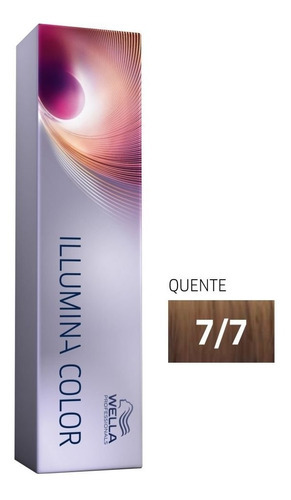  Tinta De Cabelo Wella Illumina Color Coloração Profissional Tom 7/7 louro médio marrom