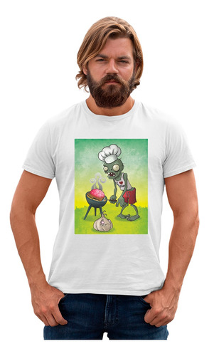 Panda Blanca Playera Plantas Vs Zombies Cocinero Ajo