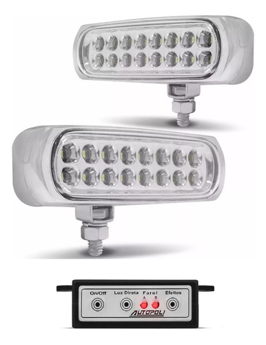 Farol Estrobo Safetycar Vermelho Luz Milha Slim 16 Leds .