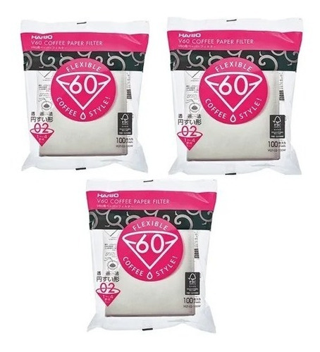Imagem 1 de 3 de Filtro Branco Coador Hario V60-02 Com 300 Unidades