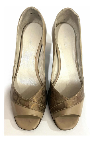 Zapato De Cuero Marca Pollini N*38 Café Claro Usado (Usado)