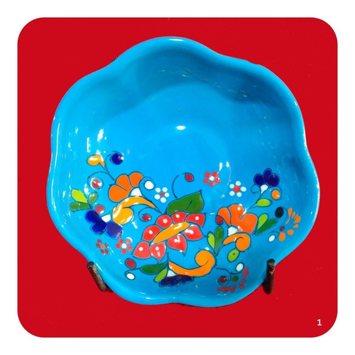Tazón Calabaza De Cerámica Tipo Talavera 16 Cm 400 Ml 1 Pza
