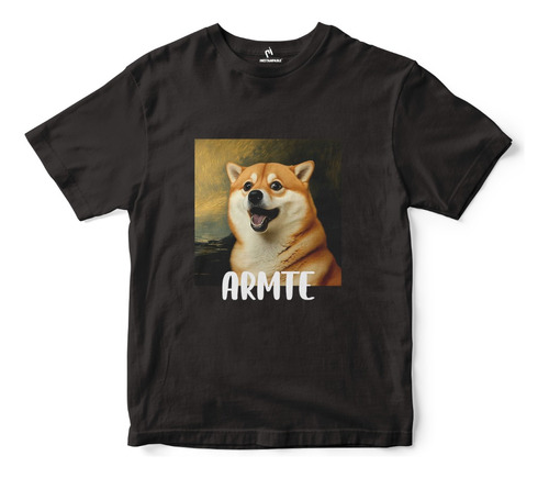 Playera Negra Cheems Armte Oleo Artistico Doge Perrito