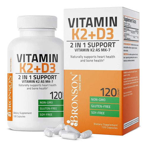 Vitamin K2 Mk7 Bronson Con D3 Supplement 120 Capsulas