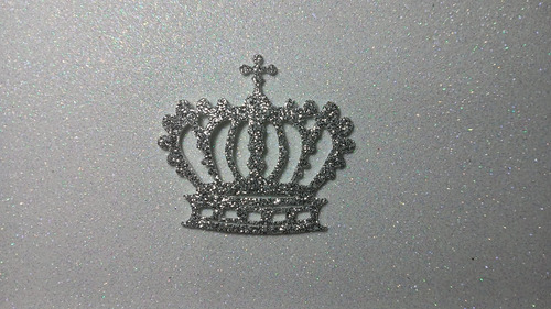 Figura Troquelada Corona Rey Papa Goma Eva Glitter(20utotal) Plateado