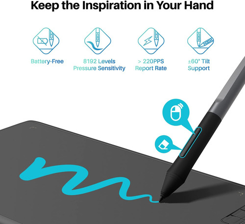 Tableta De Dibujo Inspiroy H610x Tableta Gráfica Digit...