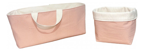 Contenedor Pañalero Con Manijas+cesto Tela. Ideal Regalo Rn Rosa