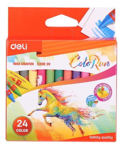 Set 24 Lápices Crayones De Cera Deli Oleo Al Pastel Redondos