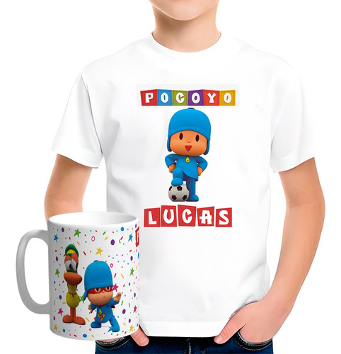 Remera Pocoyo Combo Con Taza Plastica