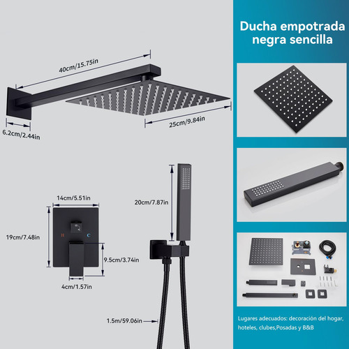 Ducha Empotrados Set-regadera Cuadrada Y Monomando