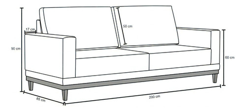 Sofá Living 200cm 3 Lugares Kayrós D05 Linho Cru - Mpozenato Cor Palha Desenho Do Tecido Liso