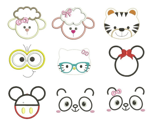 Matrices Maquinas Bordadoras Caras Oveja Kitty Panda Mickey