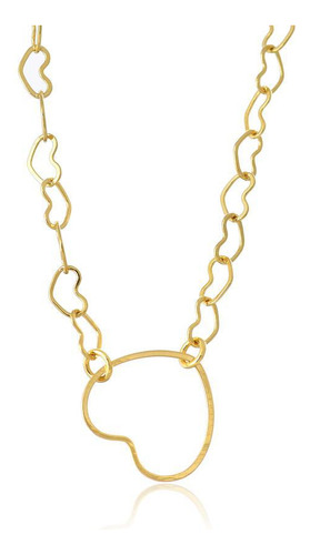 Pulseira De Corrente De Coracoes Folheado Em Ouro 18k