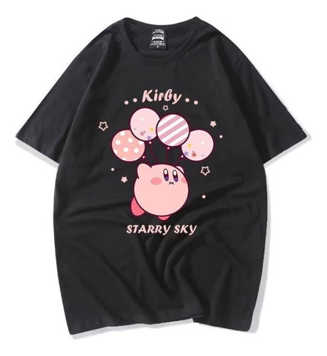 Bonita Camiseta De Algodón Estampado Kirby Globo Volando