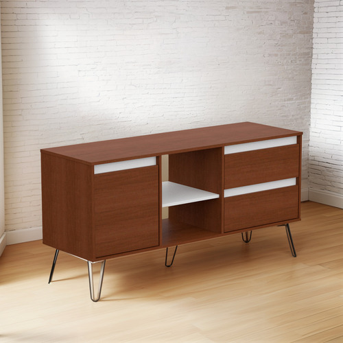 Vajillero Nórdico Patas Hierro Mueble Living Comedor Tabaco / Blanco