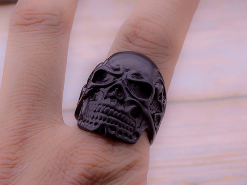 5 Anillos De Calavera Punk Vintage Color Negro Al Azar Model