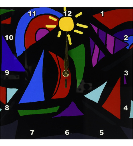 3drose Dpp__1 Reloj De Pared De Arte Abstracto Con Veleros D
