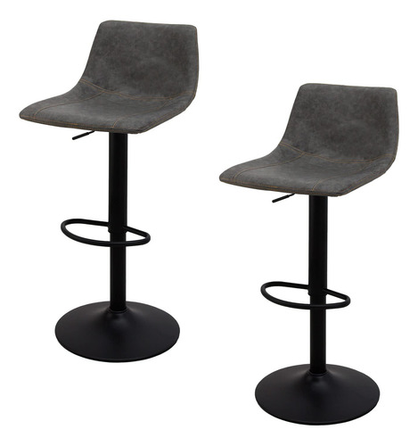 Set De 2 Bancos Ajustables De Bar Modernos Y Elegantes Gris